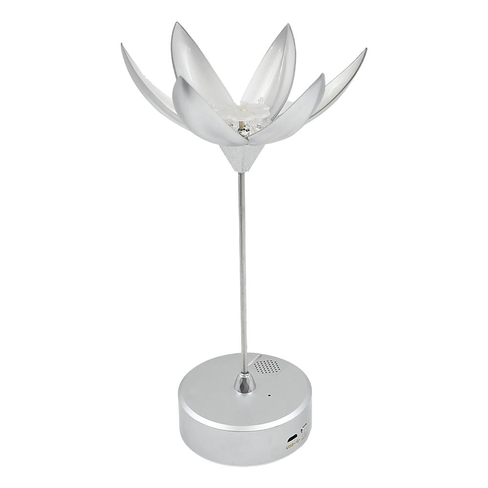 Lotus Flower Lamp with Music, Touch Open and Close, USB Rechargeable (1 Pc)