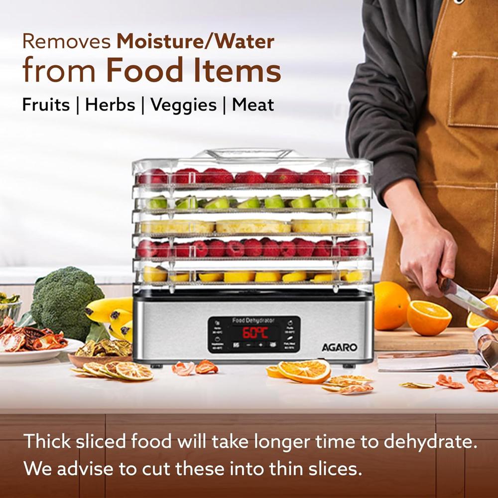 AGARO Regal Food Dehydrator, 5 Stackable Stainless Steel Trays, Digital Adjustable Timer  (34061)