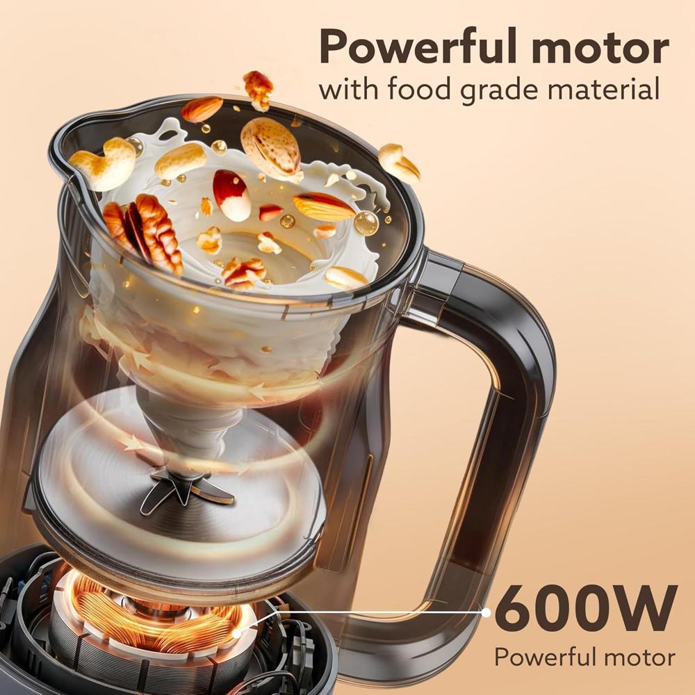 AGARO Regency Automatic Nut Milk Maker, Vegan Milk Machine, Make Vegan Milk From Nuts 600 W (34122)