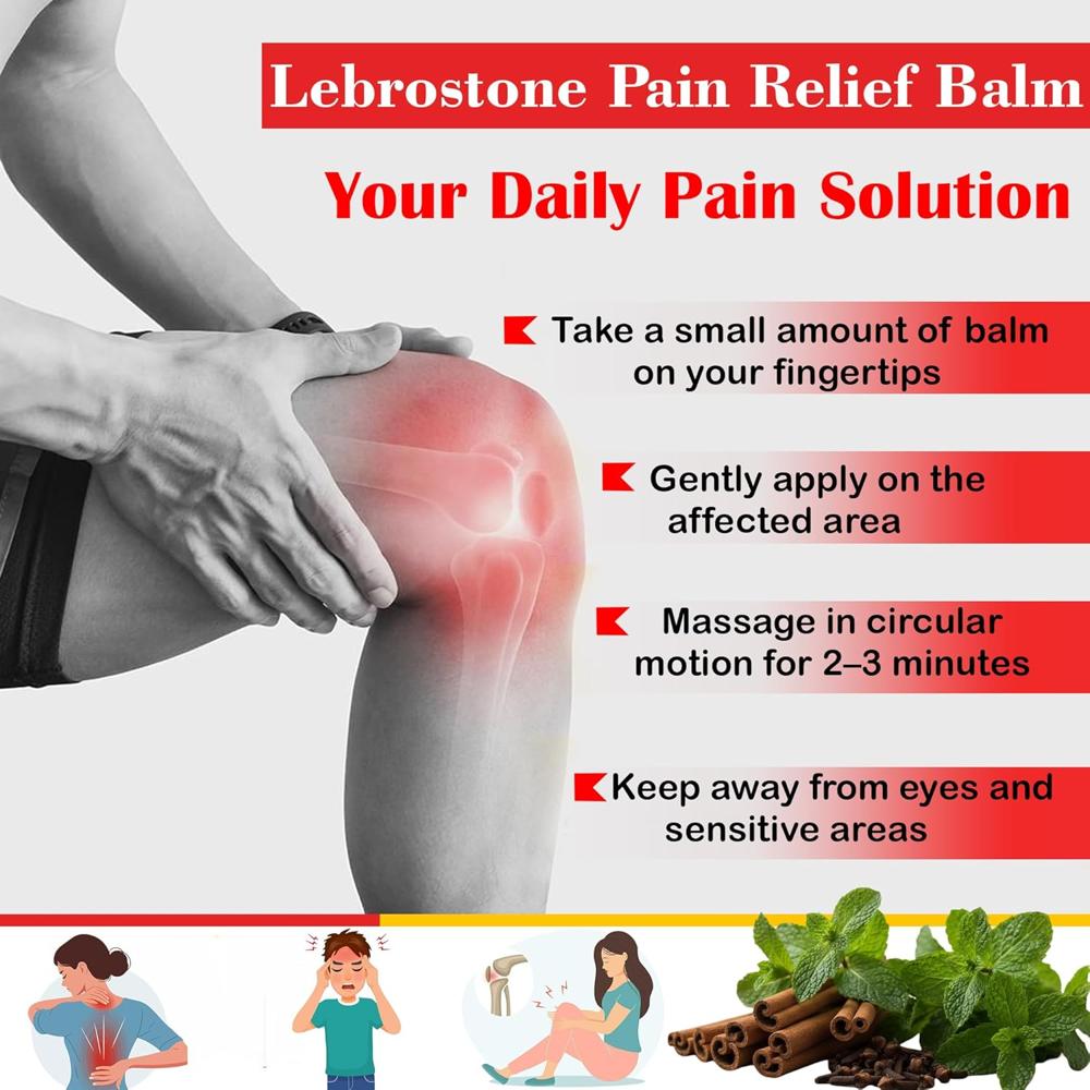 Lebrostone Pain Relief Balm | Instant Relief for Joint, Back, Knee & Muscle Pain | Ayurvedic Herbal Formula | 10ml