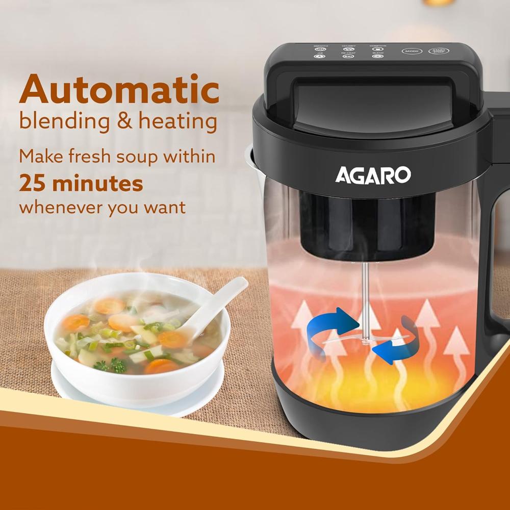 AGARO Elite Soup Maker, 1 Litre, Automatic Blending & Heating 900 W (33998)