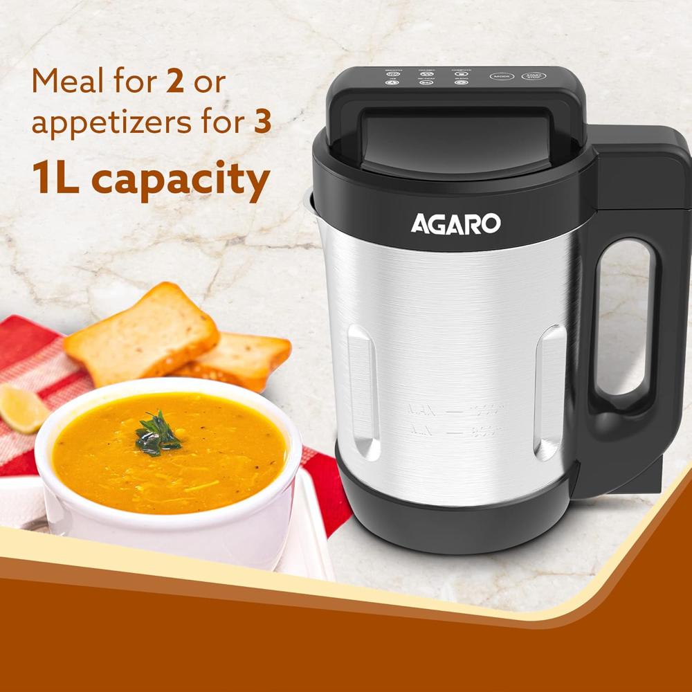 AGARO Elite Soup Maker, 1 Litre, Automatic Blending & Heating 900 W (33998)