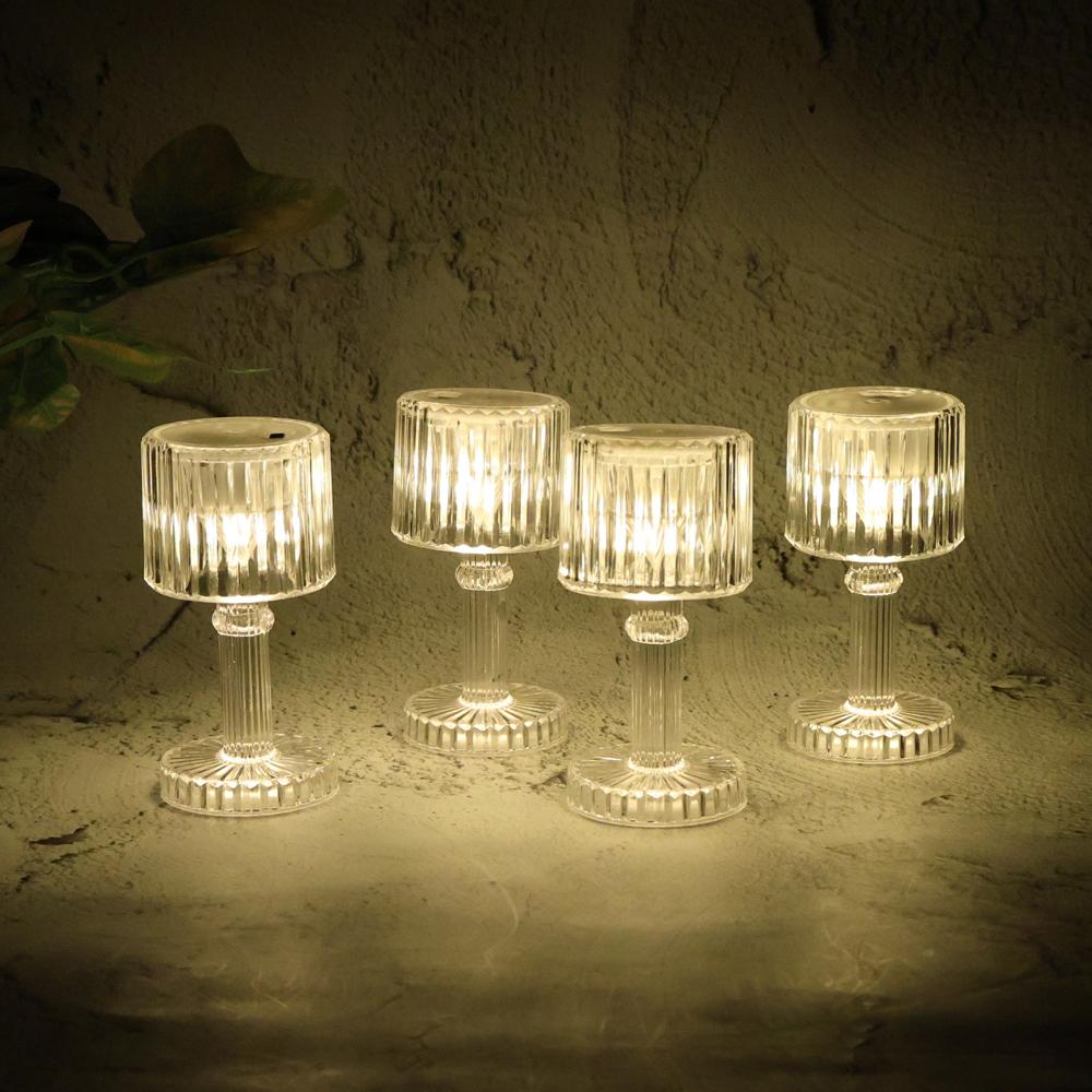 Set Of 4 Led Crystal-Effect Table Lamps - Color: Mix