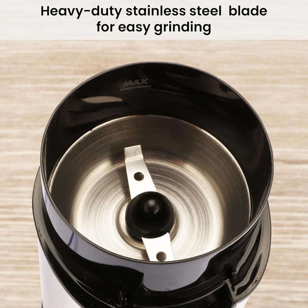 AGARO Grand Electric Coffee Grinder, Stainless Steel Blades, Grinds up to 60 Grams Dry Coffee Beans, Portable, (33698)