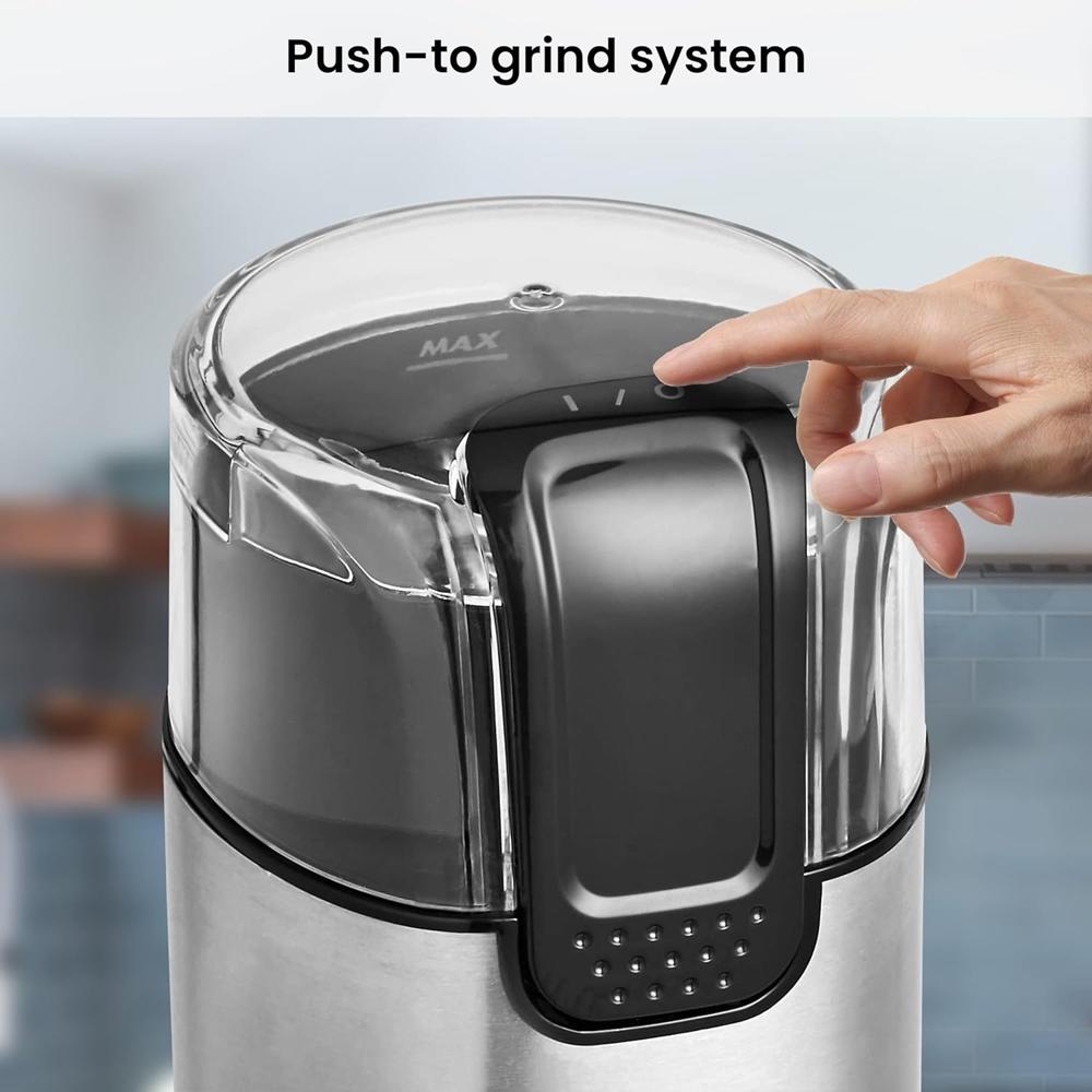 AGARO Grand Electric Coffee Grinder, Stainless Steel Blades, Grinds up to 60 Grams Dry Coffee Beans, Portable, (33698)
