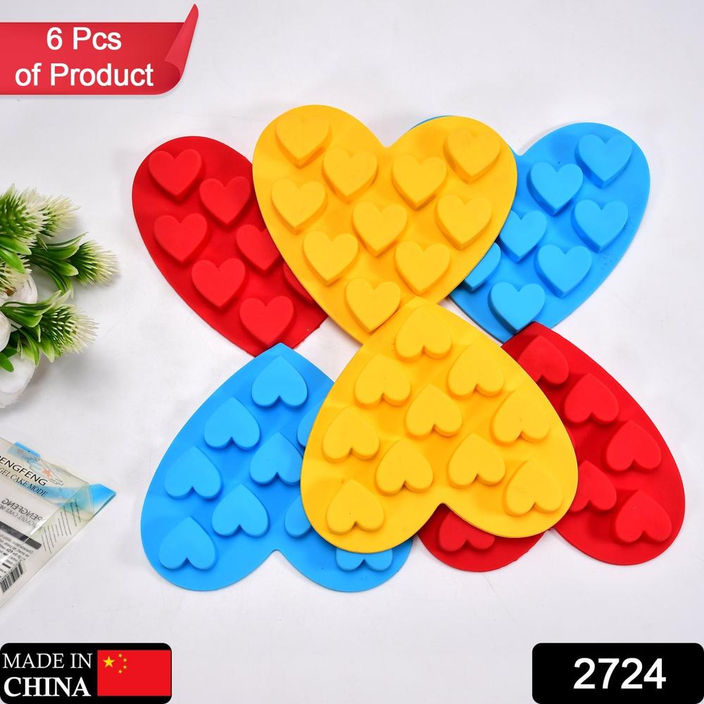 Silicon 10 Cavity Heart Shape Design Chocolate Mould Ice, Jelly Candy Mould