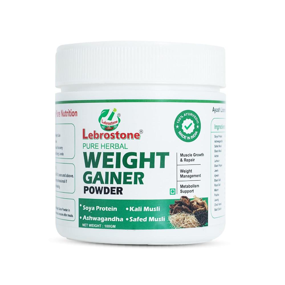 Lebrostone Ayurvedic Weight Gainer Powder | Supports Healthy Weight Gain, Appetite & Energy | For Men & Women | 100g