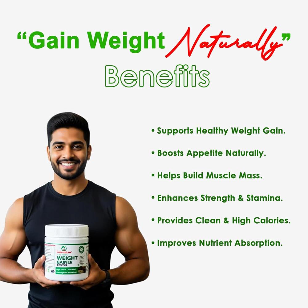 Lebrostone Ayurvedic Weight Gainer Powder | Supports Healthy Weight Gain, Appetite & Energy | For Men & Women | 100g