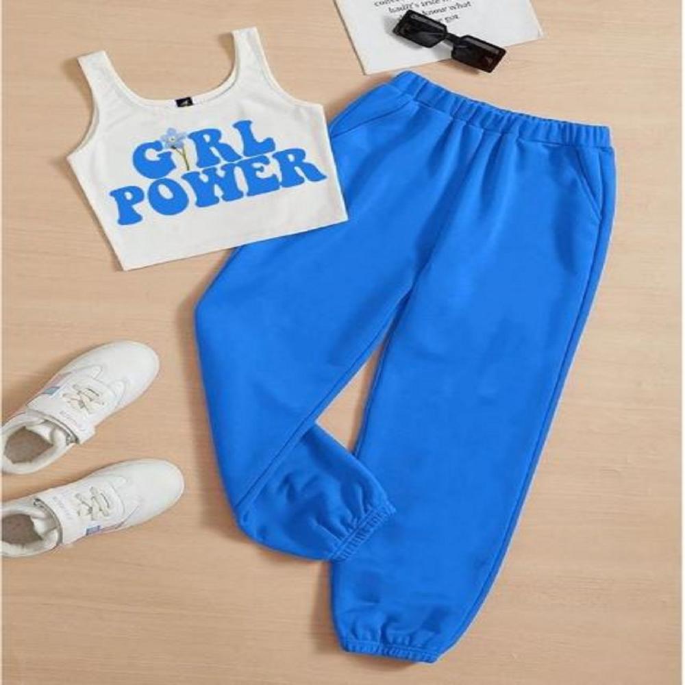 Sleeveless kids girls jogger set