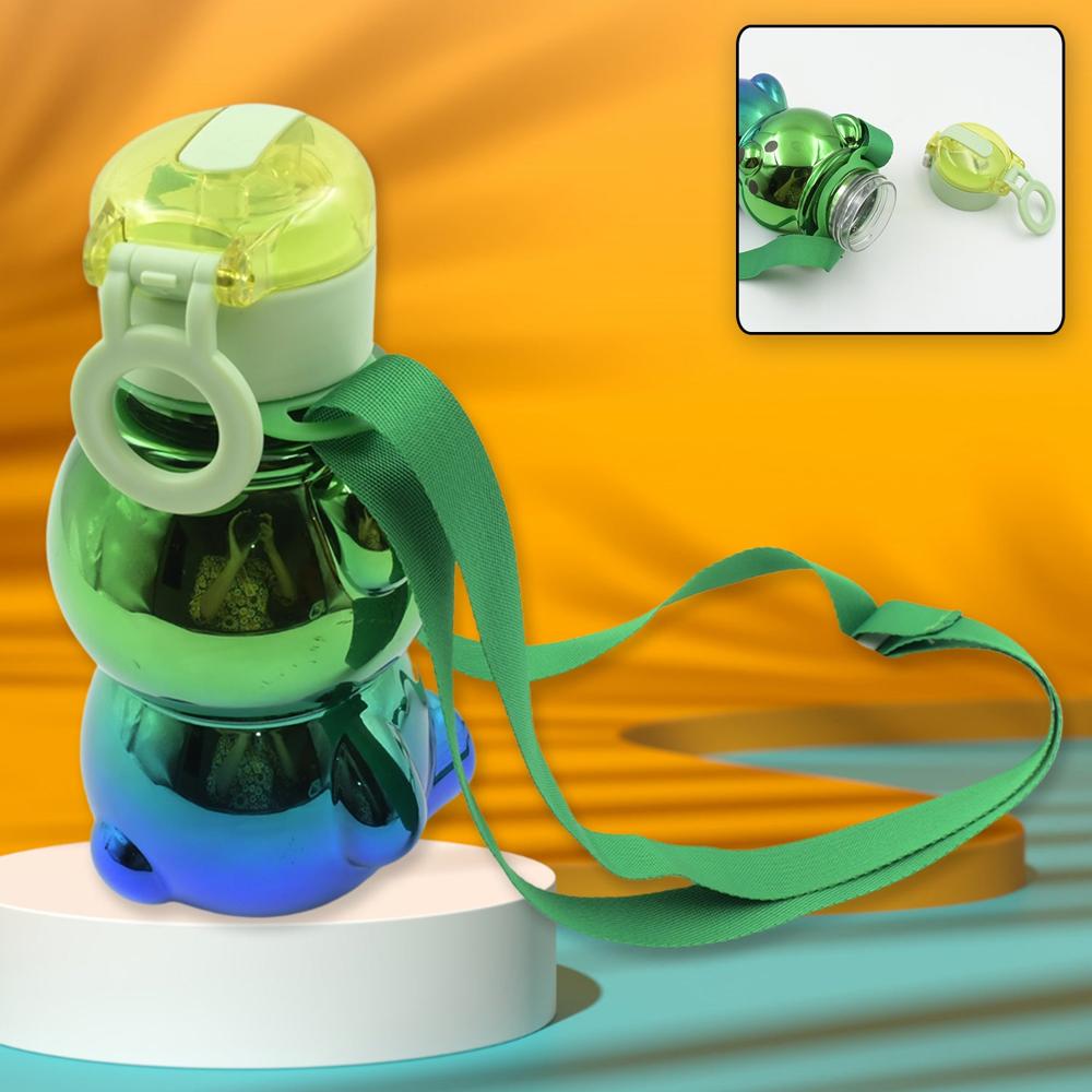 Cute Plastic Water Bottle With Strap & Stickers Kids School Bottle (1 Pc) - Color: Mix