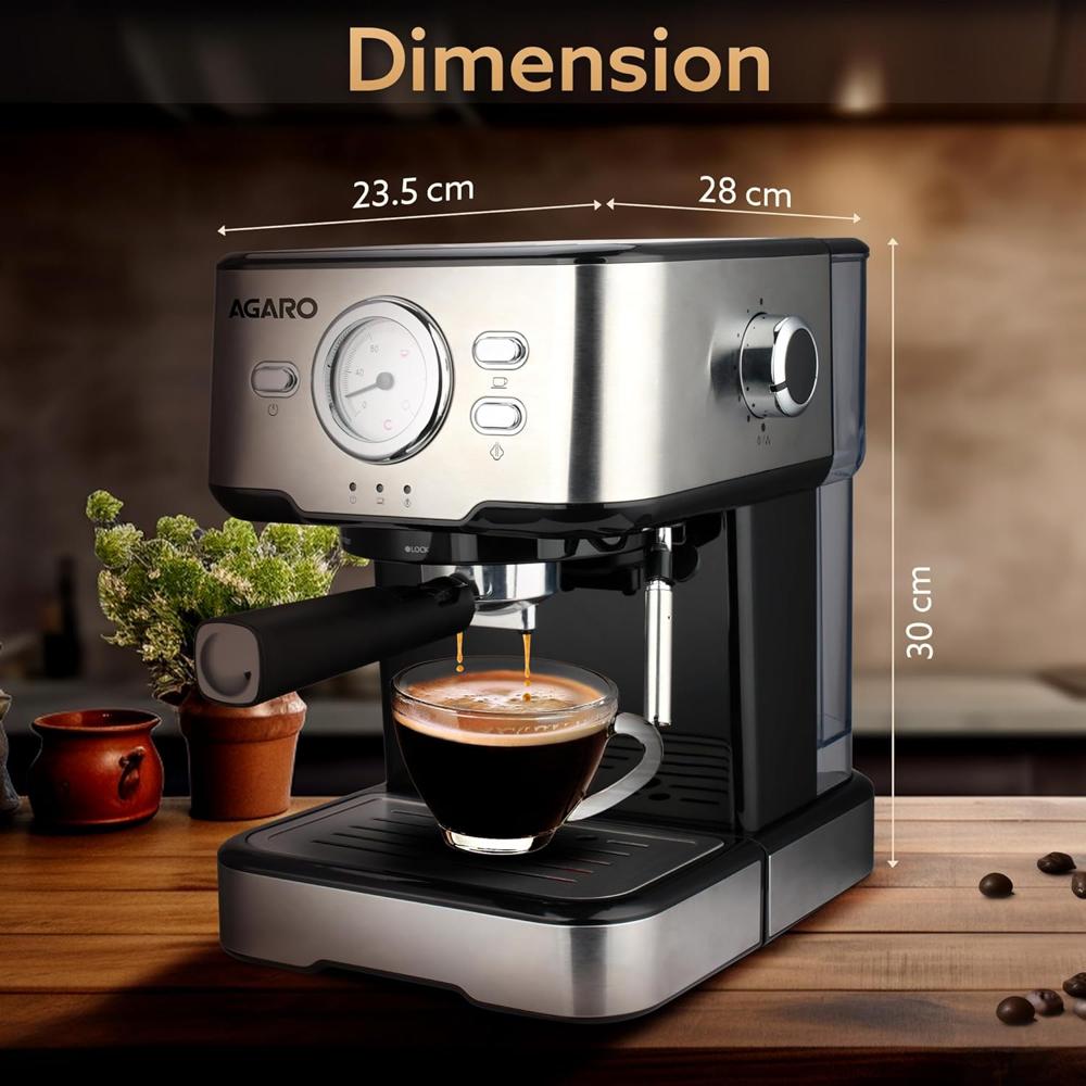 AGARO Imperial Espresso Coffee Maker, 15 Bars, With Foaming Milk, Frother Wand for Espresso, Cappuccino  (33759)