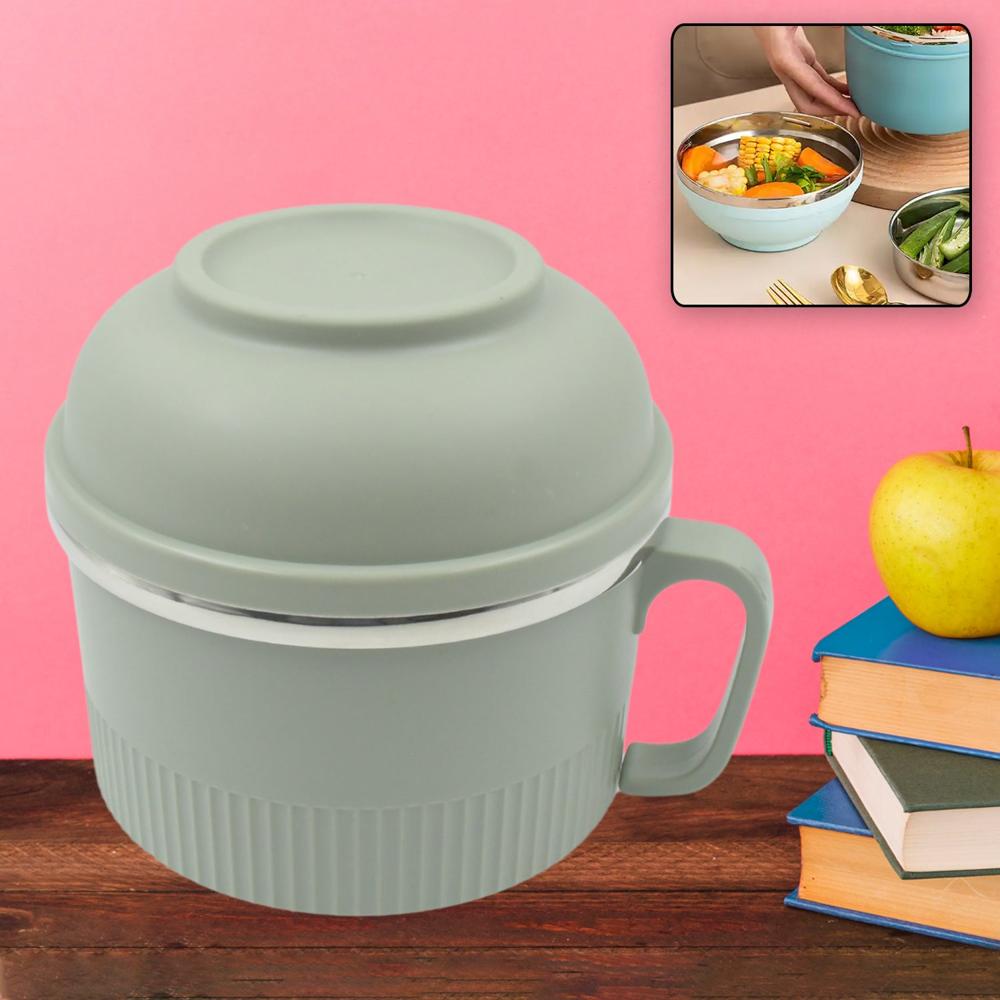 Vacuum Food Flask, Insulation Large Capacity Double Layer Structure Non Slip Labor Saving And Safe Stainless Steel Inner Tank Lunch Box/ Noodle Bowl For Camping Picnic For School Office Outdoor (1 Pc) - Color: Mix