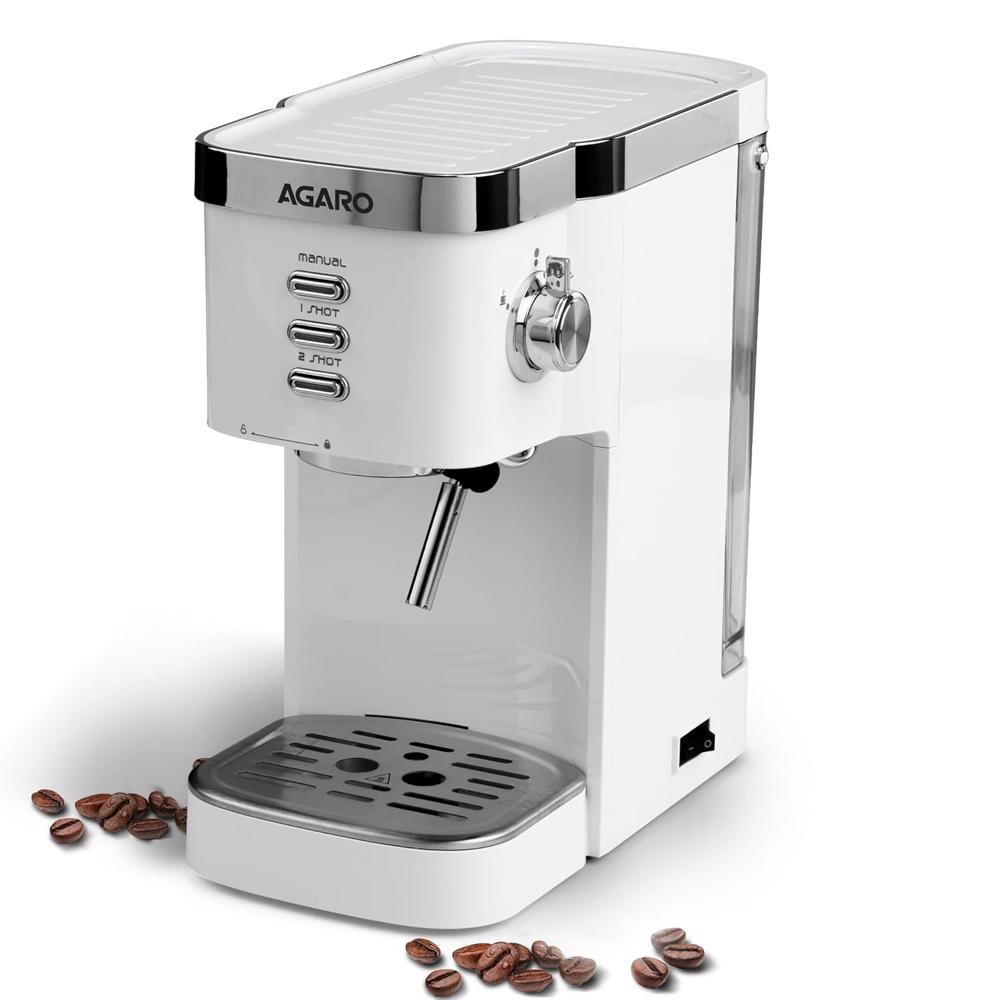 Agaro Regency Espresso Coffee Maker, Adjustable Pressure Up To 20 Bars, Cappuccino Coffee Maker With Adjustable Foaming Milk  1.2l  1350w (33869) - Capacity: 1.2 Ltr