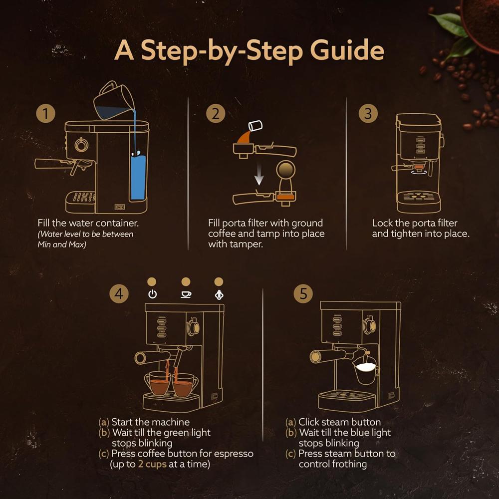 AGARO Regency Espresso Coffee Maker, Adjustable Pressure up to 20 Bars, Cappuccino Coffee Maker with Adjustable Foaming Milk  1.2L  1350W (33869)
