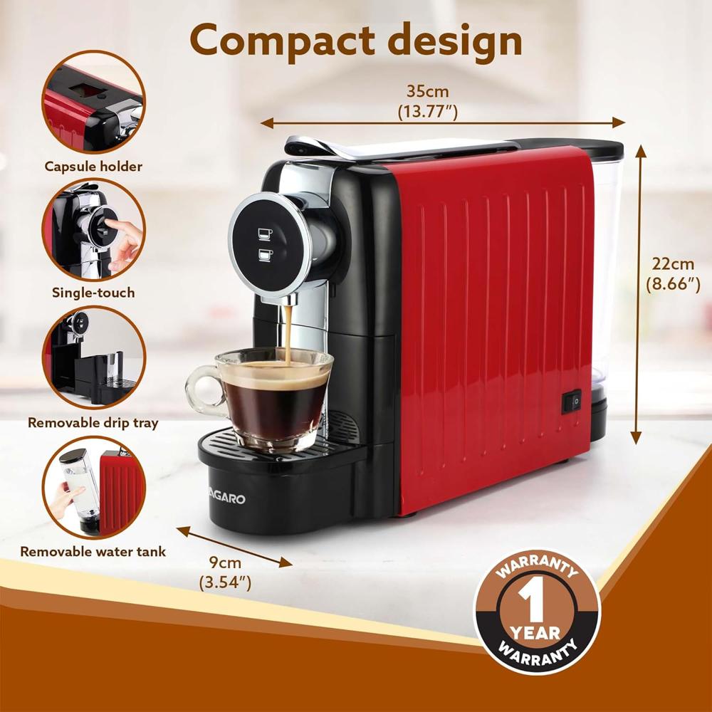 AGARO Galaxy Capsule Coffee Maker, Single Shot Espresso, Powerful 20 Bar Pressure, 650ml Water Tank  (34072)