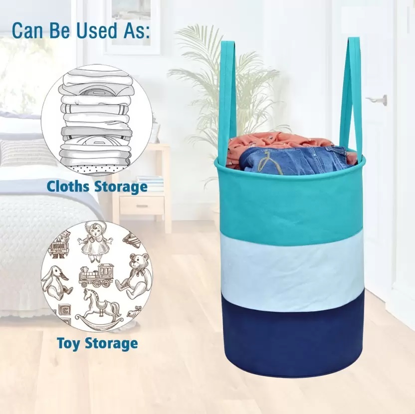 Blue Round Laundry Basket
