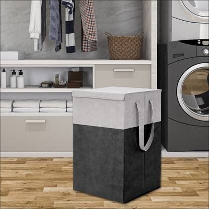 Grey Foldable Laundry Hamper