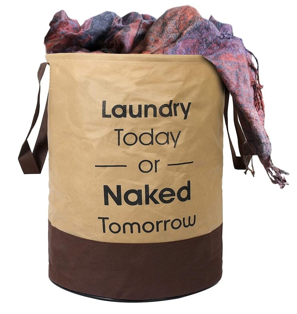 Beige Round Laundry Basket