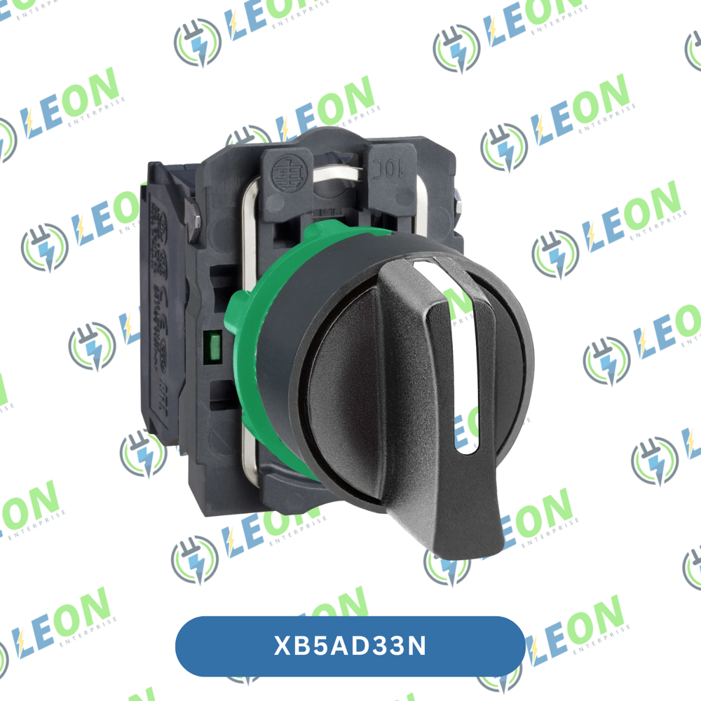 Schneider Electric Harmony XB5N Selector Switch 22 mm, Black, 2 NO, 3 Position, Stay Put | XB5AD33N
