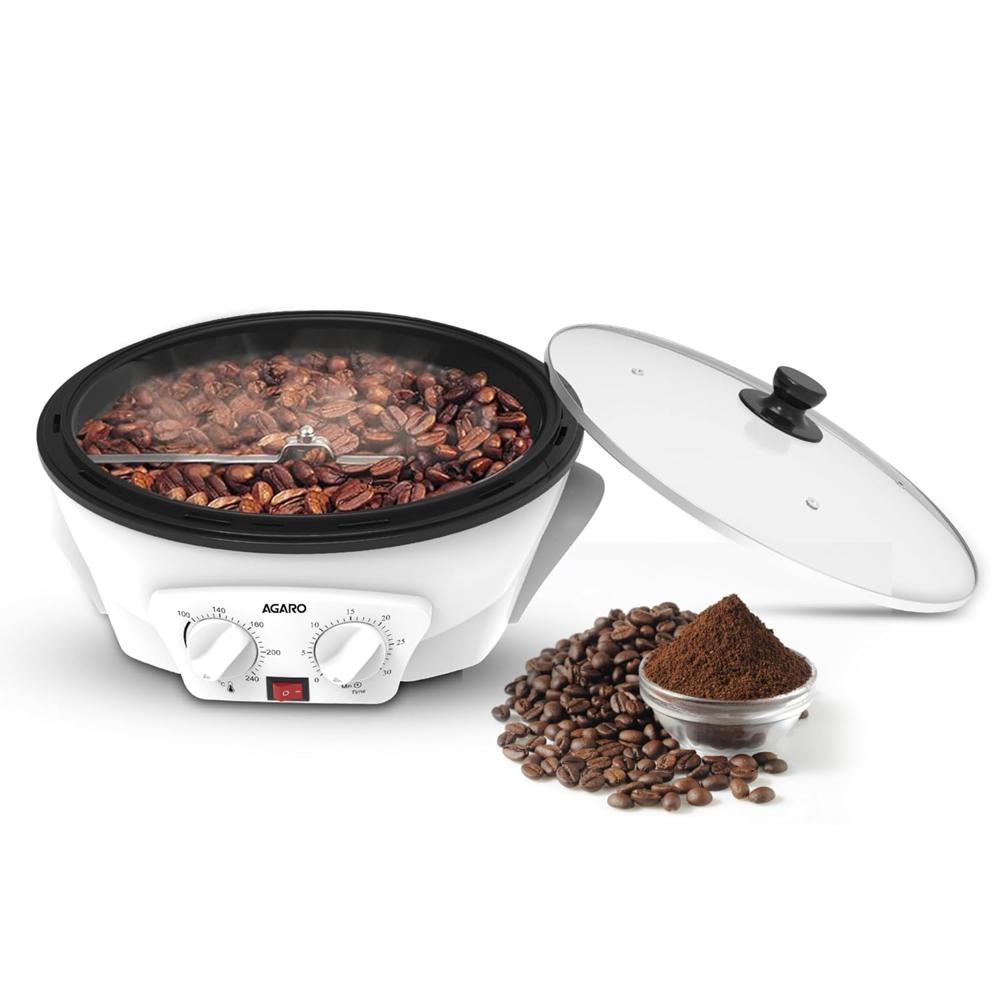 Agaro Regal Coffee Roaster, 750 Grams Capacity, 283mm Dia, Ceramic Coated Inner Pan, 3 Roasting Effect With 1200 W (34103) - Color: White