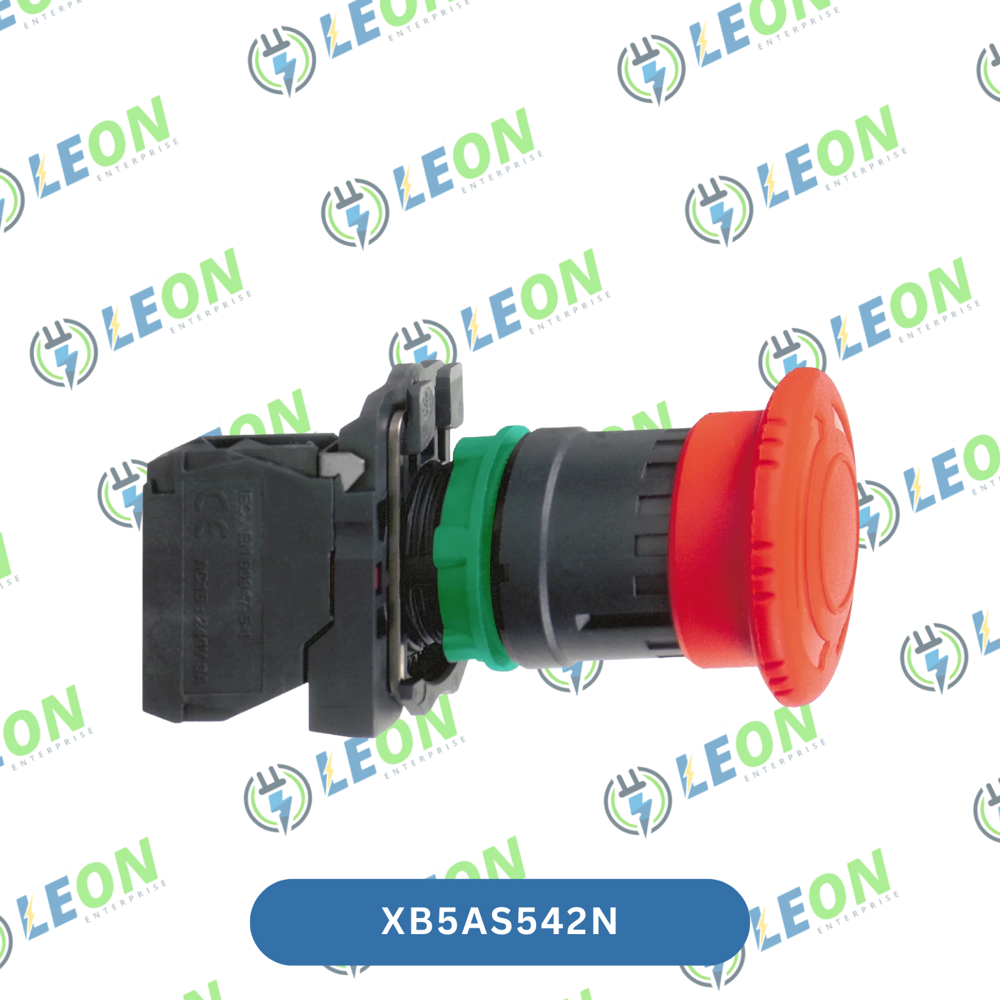 Schneider Electric Harmony XB5N Emergency Stop Mushroom Push Button 40 mm, 22 mm, Red, 1 NC, Turn To Release | XB5AS542N