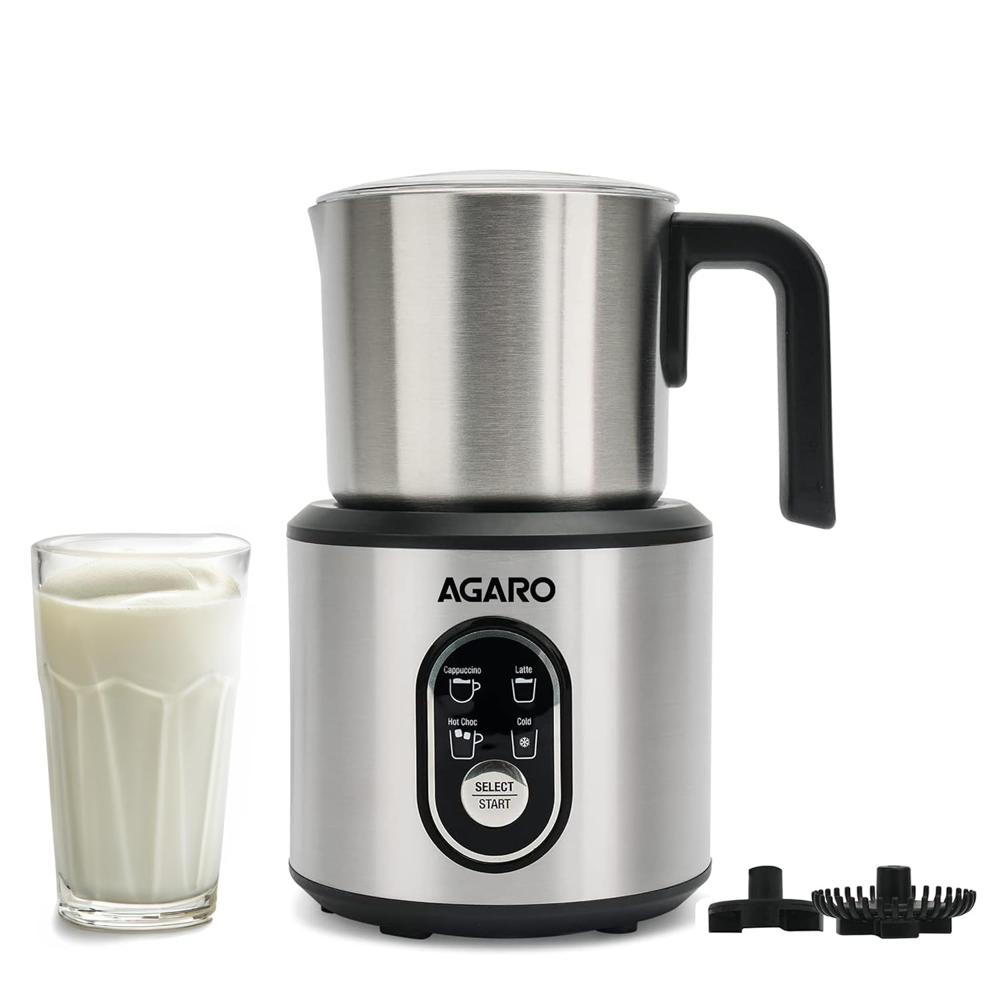 AGARO Regal Milk Frother for Coffee, 4 in 1 Electric Detachable Milk Frother and Heater  250ml  500 W (34005)