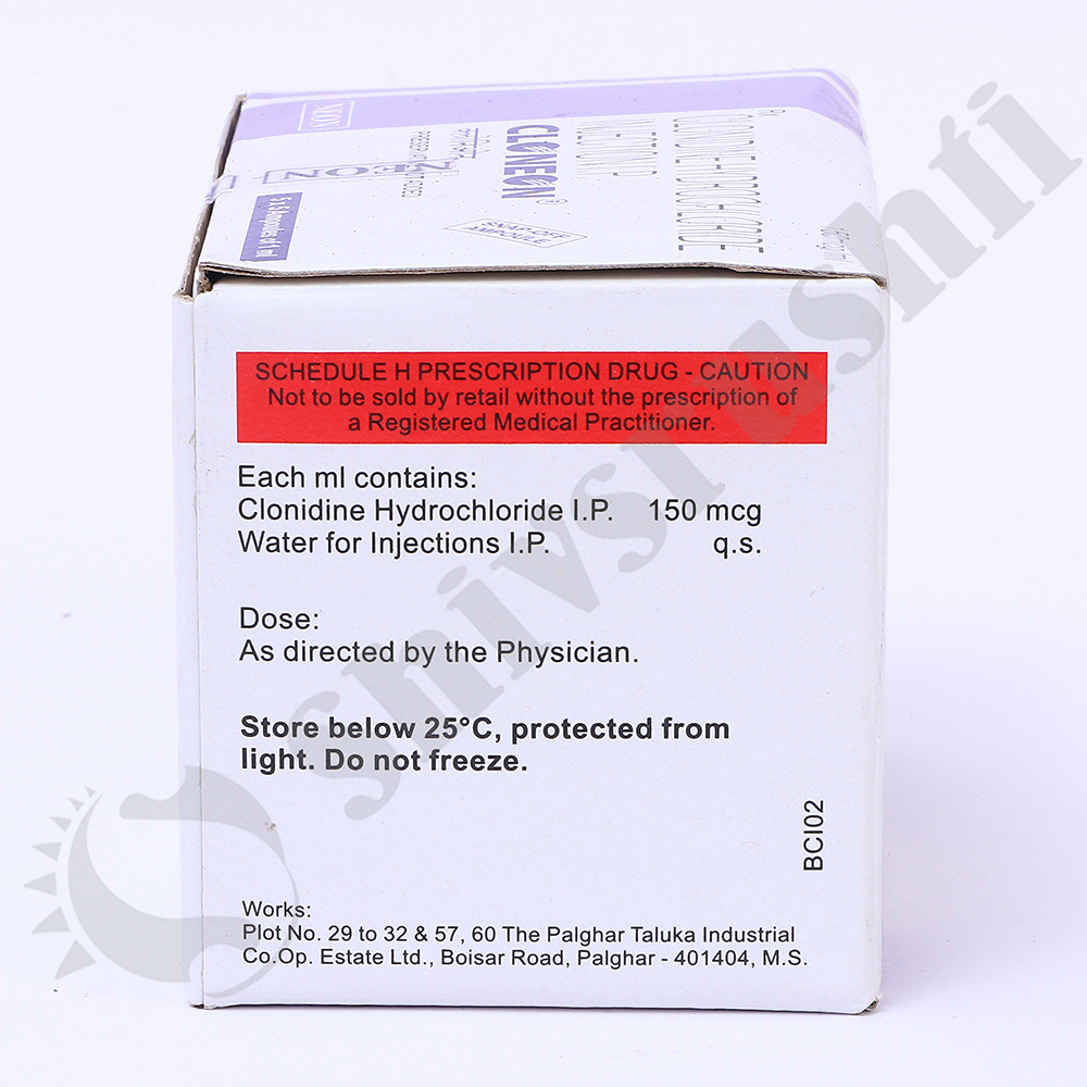 Cloneon 150mcg/ml - Clonidine Hydrochloride Injection I.p, 1ml Ampoule Packaging | Suitable For Various Medical Applications
