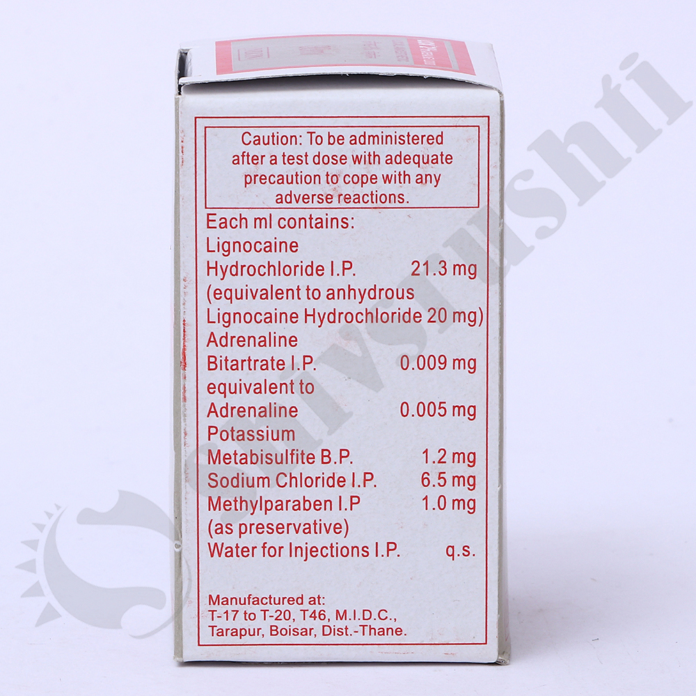 Lox 2% Adrenaline - Lignocaine And Adrenaline Injection I.p, Suitable For Local Anesthesia And Pain Management