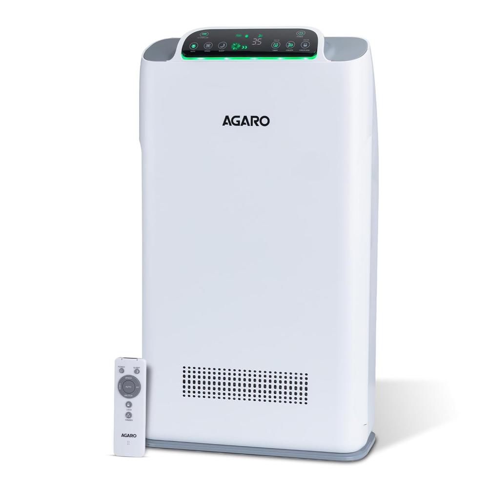 AGARO Imperial Air Purifier For Home, Bedroom, Green True HEPA Filter H14, Removes 99.99% Pollutants, Bacteria, Virus & PM 0.1 Particles, 7 Stage Purification, Covers 400 Sqft, 8500 Hrs Filter Life (34030)