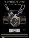 Premium Metal & Silicone Key Cover - 75x40x12mm Metal & Silicone, Black/metallic Grey, Shockproof Anti-slip