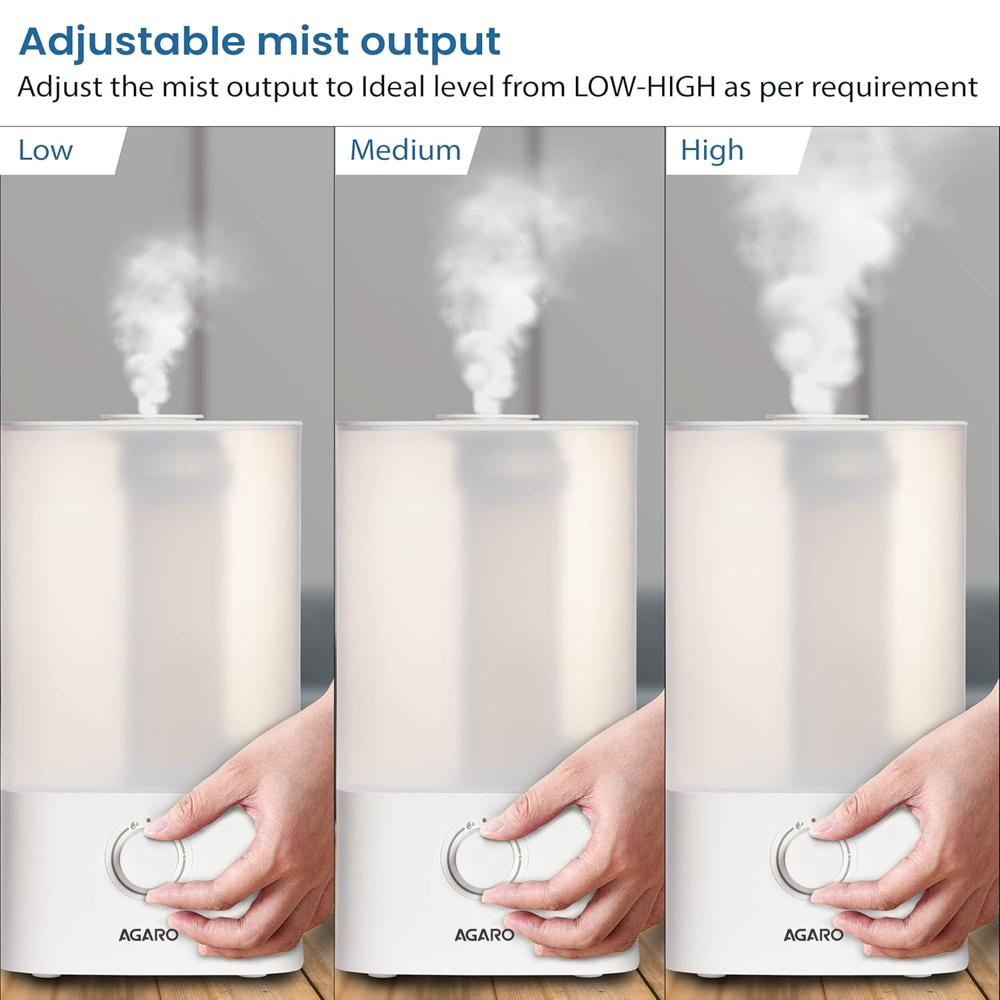 AGARO Breeze Cool Mist Ultrasonic Humidifier, Aroma Diffuser Support Essential Oil, 2.5 Litres, Top Fill, For Bedroom, Home, Office, (33632)
