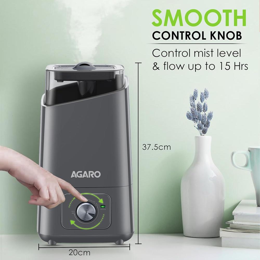 AGARO Glory Cool Mist Ultrasonic Humidifier, 4.5Litres, For Large Area, Room, Home, Office, Adjustable Mist Output, Ceramic Ball  (33652)