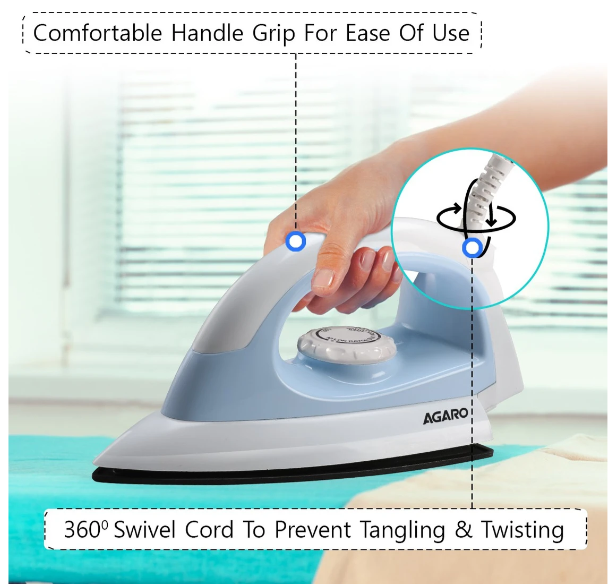 AGARO Eva Electric Dry Iron-750 Watts 750 W Dry Iron Blue (33260)