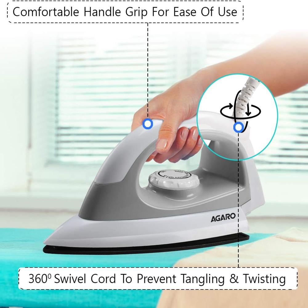 AGARO - 33261 750-Watt Electric Dry Iron with Non-Stick Sole Plate 
