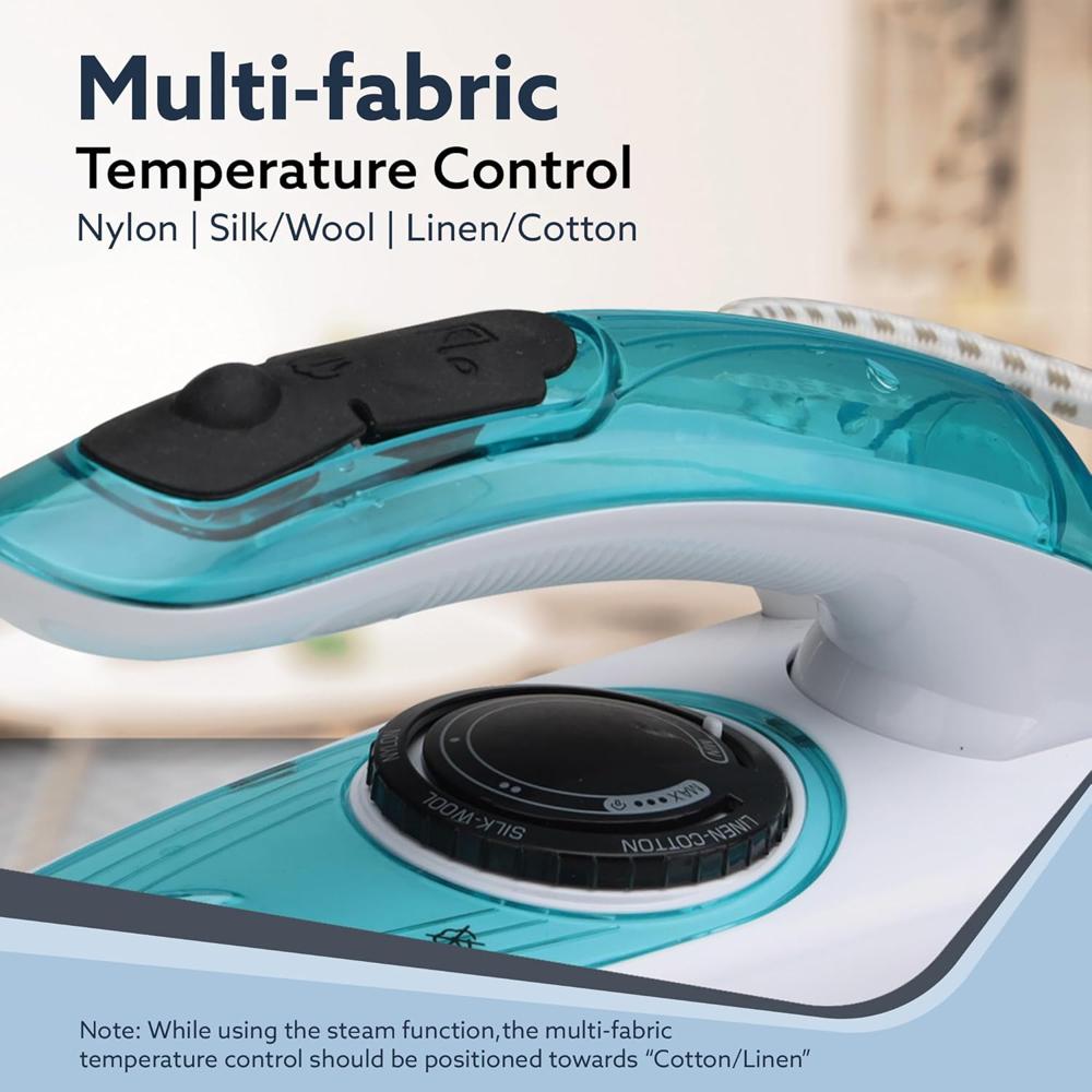 AGARO Primo Travel Steam Iron, 1200W, Compact, Ceramic Coated Sole plate, Cotton, Wool, Poly, Silk (34159)