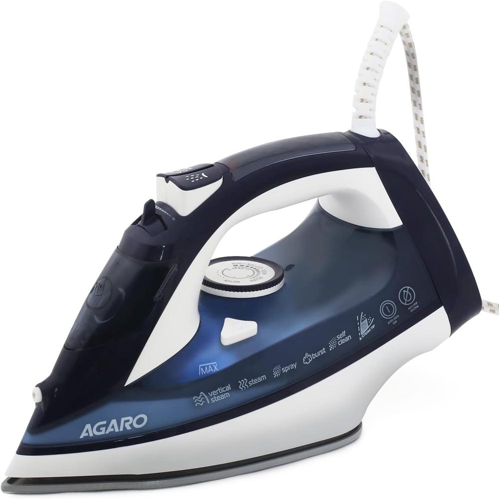 AGARO Royal Steam Iron, 2000W, Ceramic Coated Sole Plate, Fast Heating, 360 degree Swivel Cord, (33922)