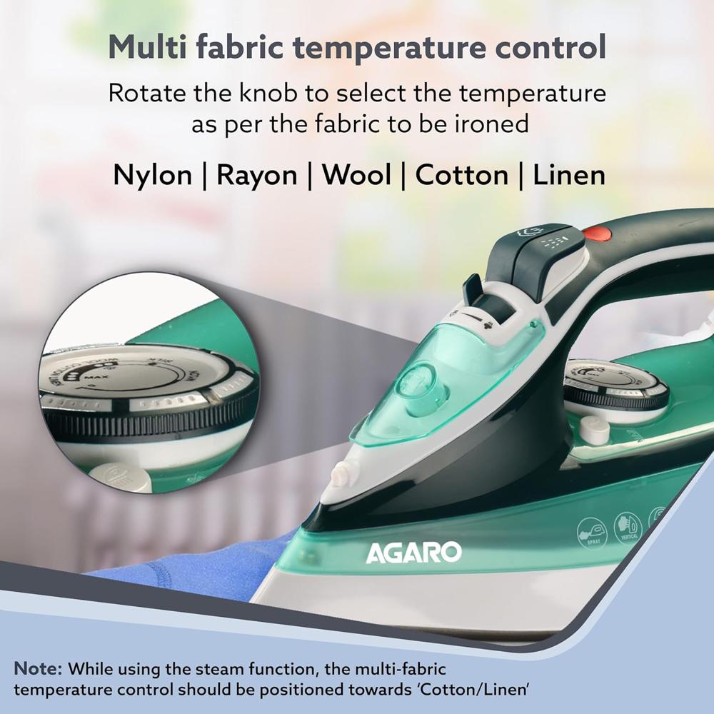 AGARO Galaxy Steam Iron, 2200W, Ceramic Coated Sole Plate, Fast Heating, 0.8 gms/min of steam burst, (34063)