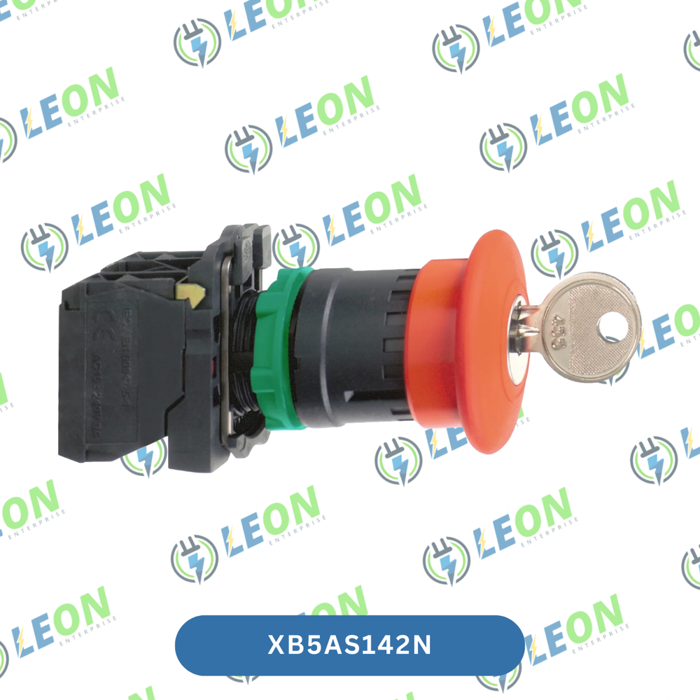 Schneider Electric Harmony XB5N Key Emergency Switching Off Push Button 40 mm, 22 mm, Red, 1 NC, Latching Key Release | XB5AS142N