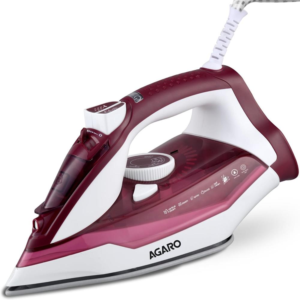 AGARO Imperial Steam Iron, 2200W, Ceramic Coated Sole Plate, Fast Heating, 0.5 gms/min of steam burst, 30g/min continuous steam, Anti-Dr ( 34064)