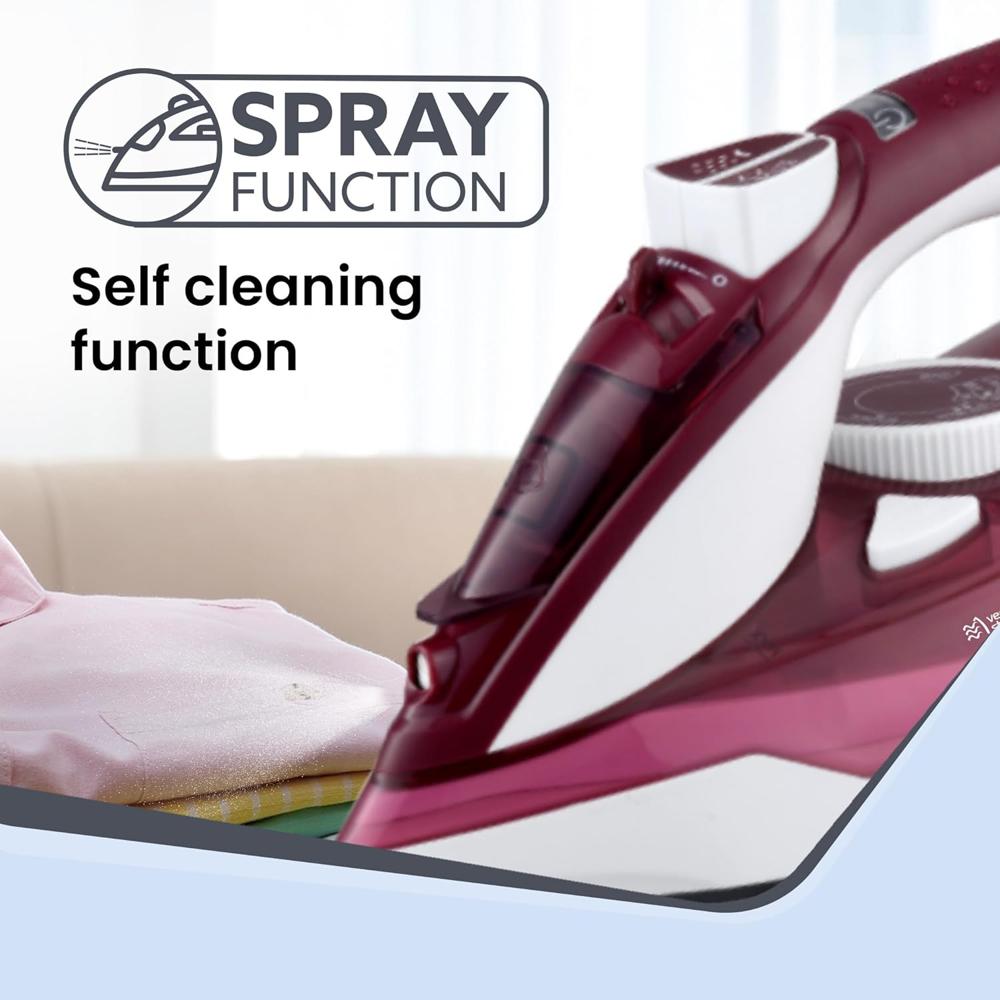 AGARO Imperial Steam Iron, 2200W, Ceramic Coated Sole Plate, Fast Heating, 0.5 gms/min of steam burst, 30g/min continuous steam, Anti-Dr ( 34064)