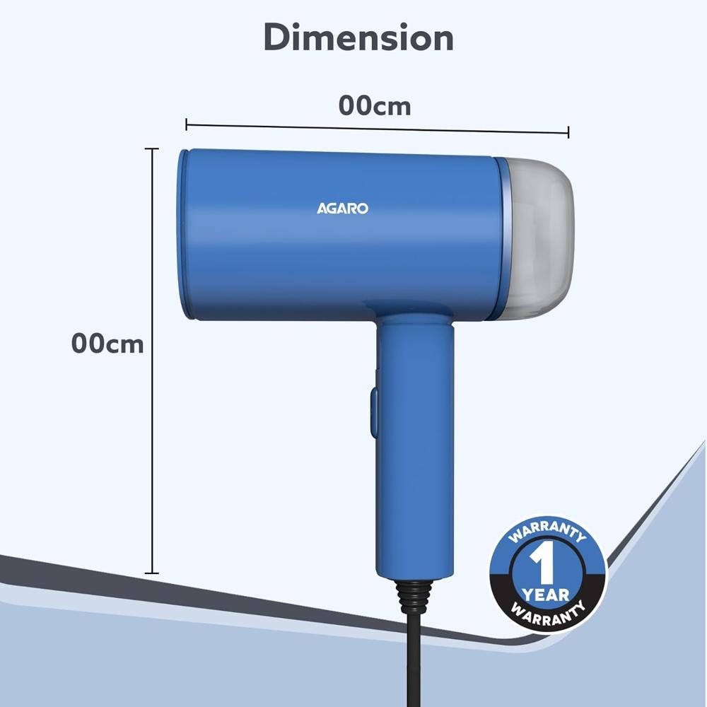 AGARO Elegant Handheld Garment Steamer, Horizontal & Vertical Use, Foldable, Fast Heat, 1200W, 170 ML Water Tank (34008)