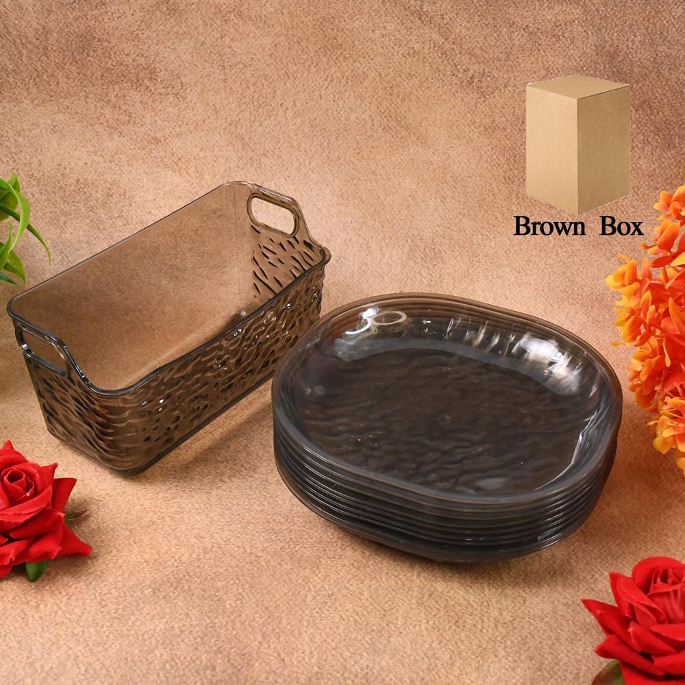 Plastic Household Plates Dinner Plates Dish Tray Skewer Bone Plate Set (10 Pcs Set) - Color: Mix