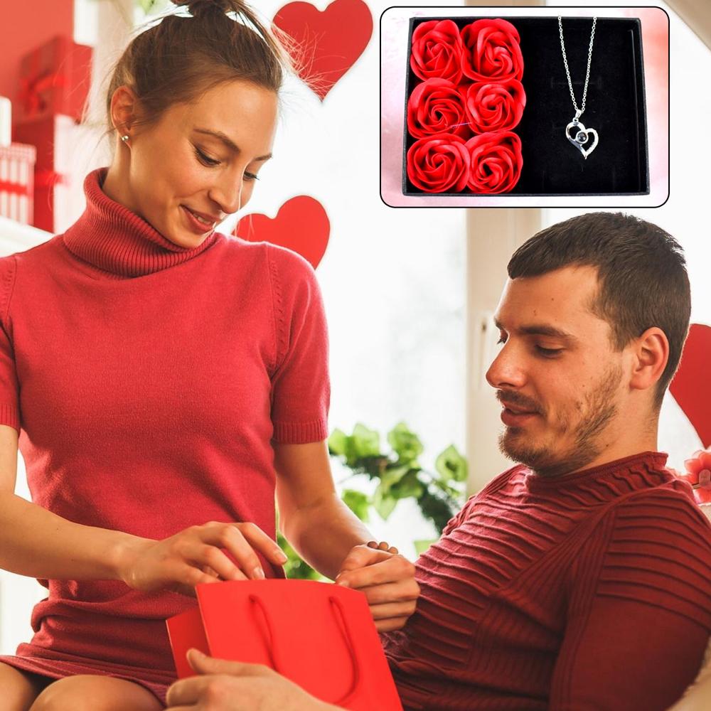Rose Flower Gift Box, Handmade Eternal Rose I Love You Necklace, Valentine's Day