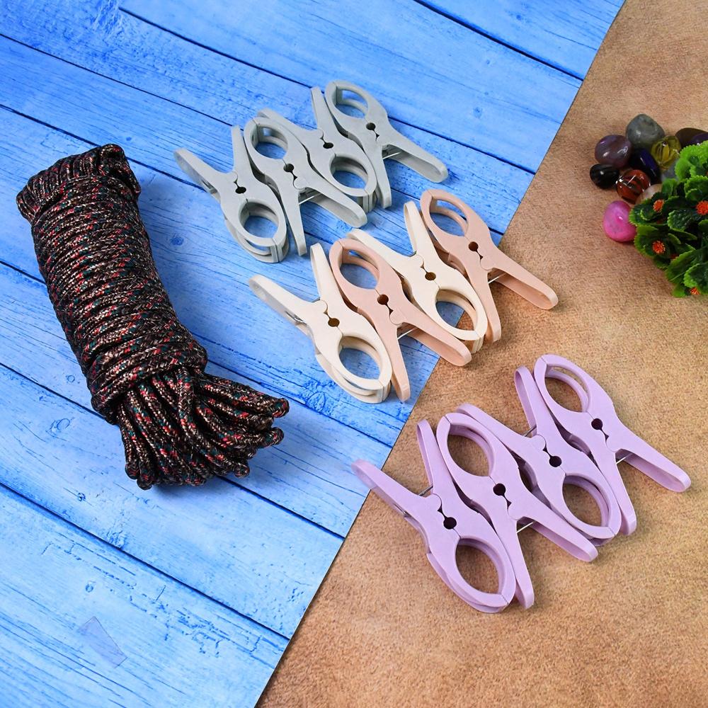 Cloth Drying Rope with Clips  Convenient and Durable Hanging Solution (12 Pc)
