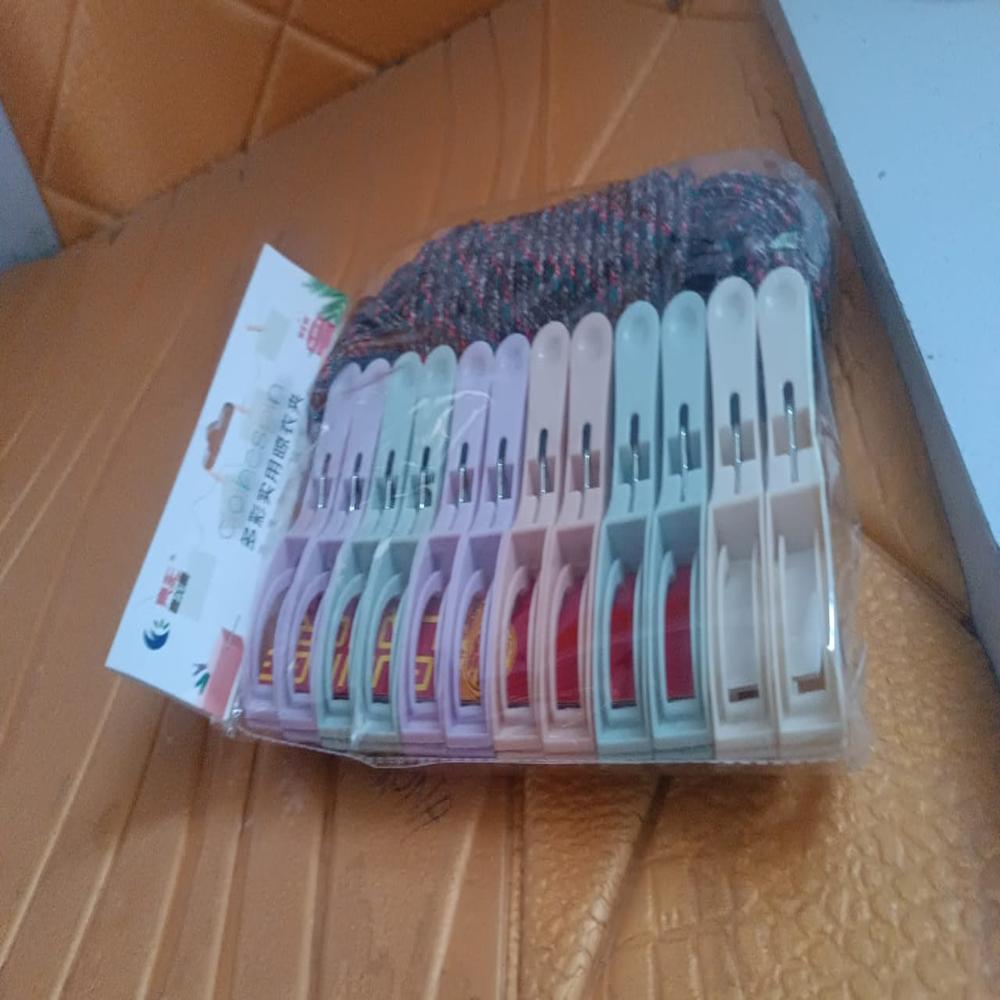 Cloth Drying Rope with Clips  Convenient and Durable Hanging Solution (12 Pc)