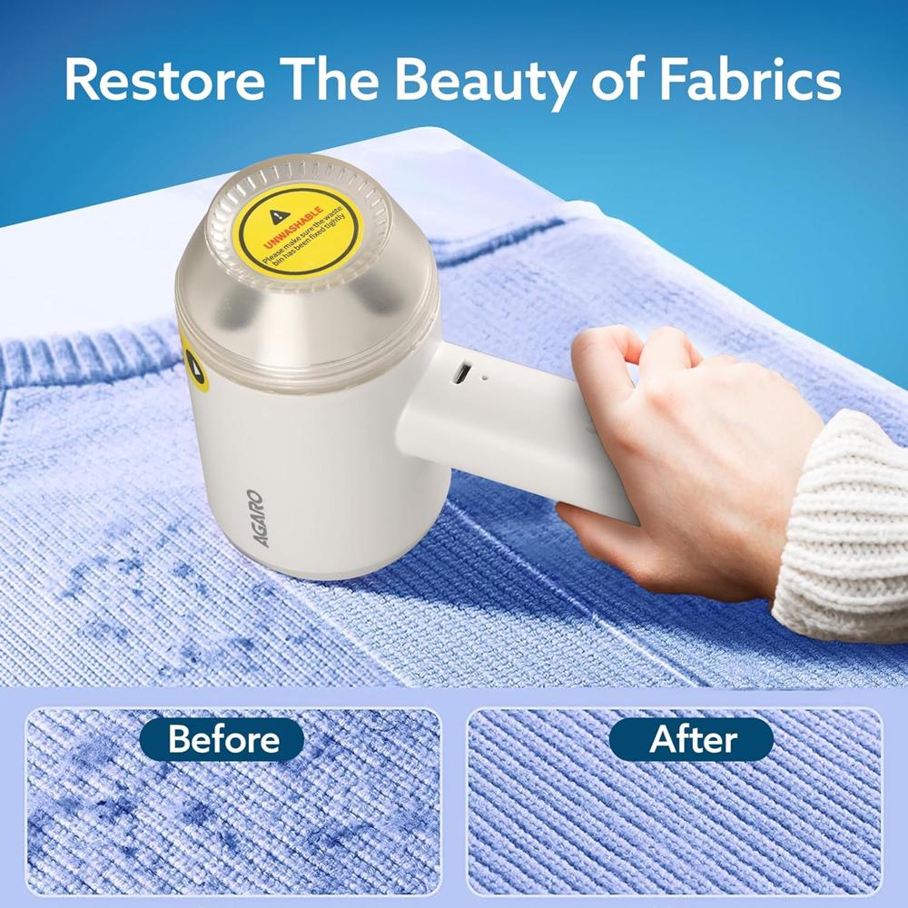 AGARO  Lint Remover, Electric Fabric Shaver, Rechargeable, Portable, Multi-Functional Fuzz Remover from Woollen Sweaters, Coat, Blankets, Jackets/Burr Remover, Pill Remover from Carpets, Curtain (33529)