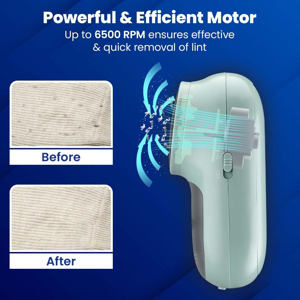 AGARO Lint Remover, Fabric Brush, Rechargeable, for Woolen Sweaters, Clothes, Shirts, Jackets, Burr Remover, Pill Remover from Carpets, Curtains. (33849)