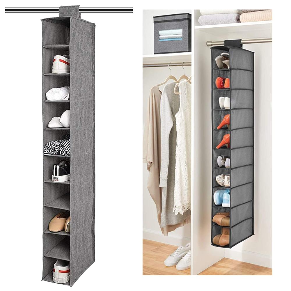 10-Tier Foldable Multipurpose Storage Rack  Collapsible Fabric Wardrobe Organizer