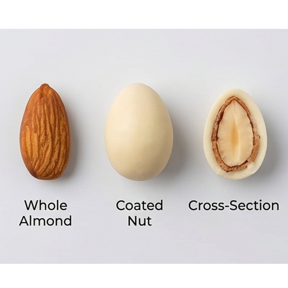 Almonds coated white chocolate