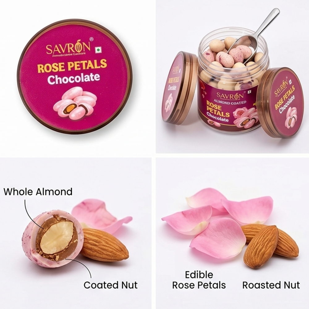 Almonds Coated Rose Petals Chocolate - Pack Size: 142G
